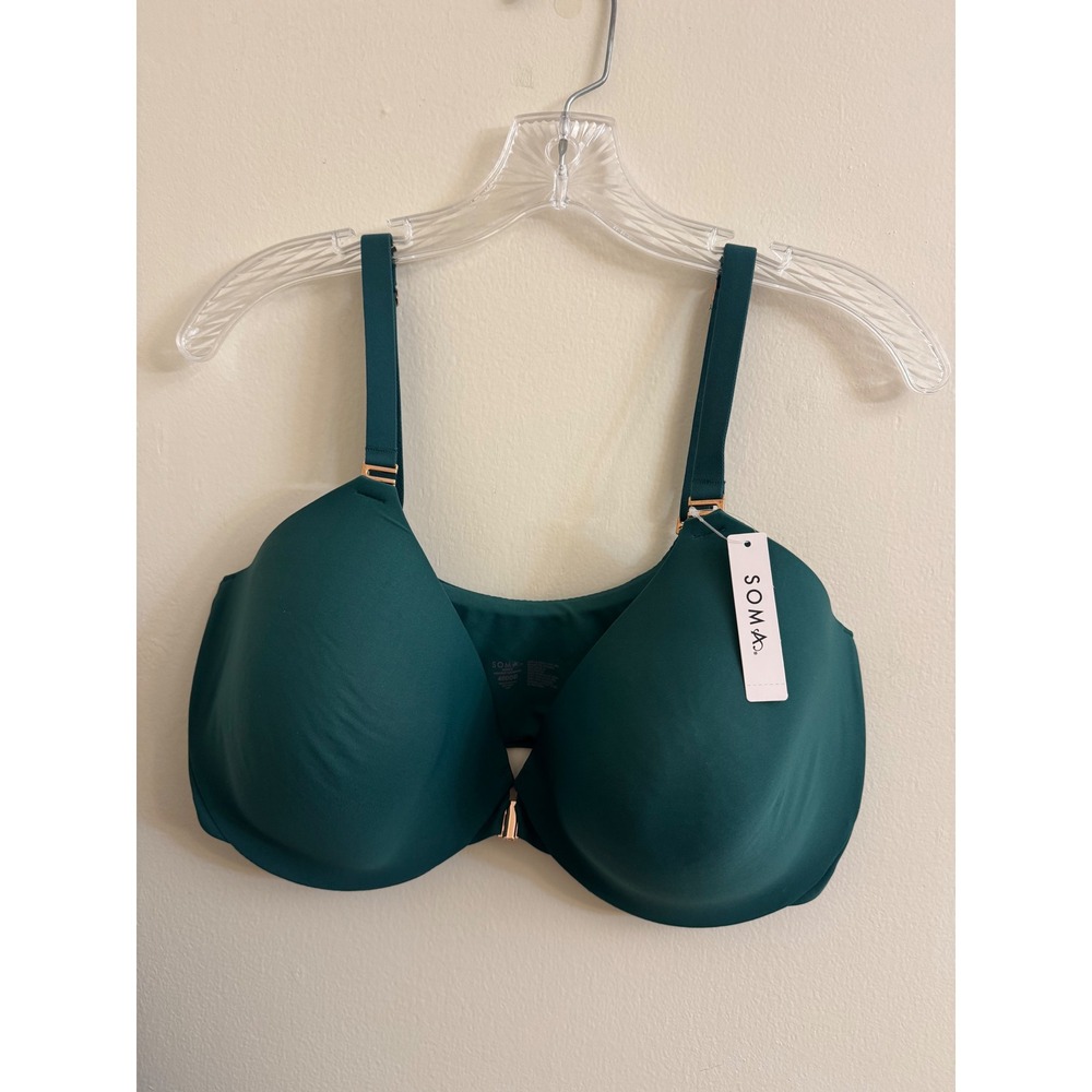 NEW Soma Bodify Perfect Coverage Front Clasp Underwire Bra Dark Forest Sz 40DDD